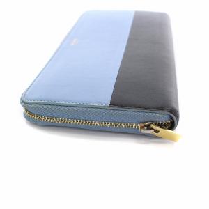 CELINE 長財布 ラウンドファスナー バイカラー レザー ライトブルー