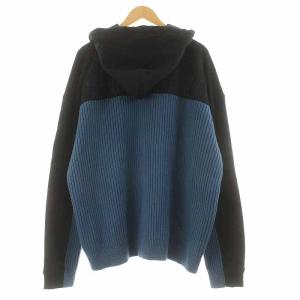 DIESEL K-FULLERTON パーカー ブルゾン ジップアップ ニット 切替 裏起毛 ブラック ブルー