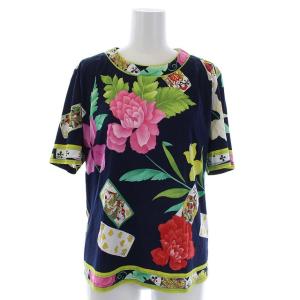 FASHION ヴィンテージ 花柄 半袖 ブラウス カットソー プルオーバー 総柄 M マルチカラー