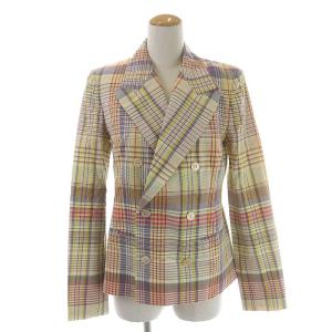 Cotton Madras Blazer テーラードジャケット チェック XL パープル イエロー