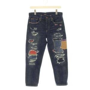 THE AVERY BOYFRIEND デニムパンツ テーパード パッチワーク リメイク加工 26 ネイビー