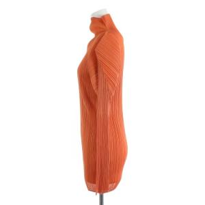PLEATS PLEASE ISSEY MIYAKE イッセイミヤケ カットソー ハイネック プリーツ 長袖 4 オレンジ
