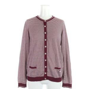 ニットカーディガン ボーダー M ボルドー