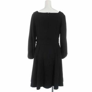 BLUE LABEL CRESTBRIDGE 18AW フレアワンピース ひざ丈 スクエアネック ベルト 長袖 38 ブラック