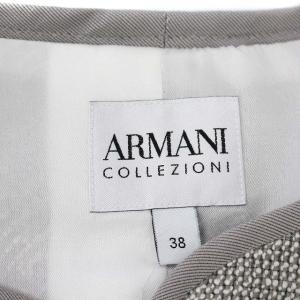 ARMANI COLLEZIONI ジャケット ノーカラー ツイード 38 M グレー