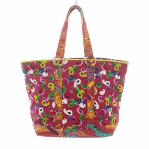 ETRO トートバッグ キャンバス ペイズリー柄 ピンク グリーン イエロー