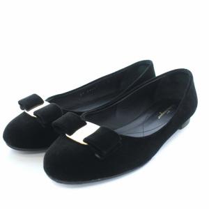 ヴァラ バレエシューズ ベロア 23.5cm ブラック