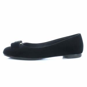 Salvatore Ferragamo ヴァラ バレエシューズ ベロア 23.5cm ブラック