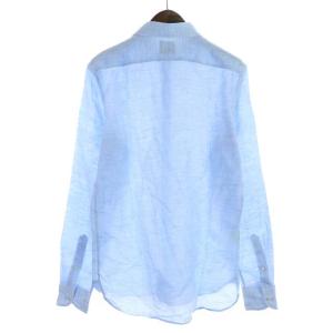 GUY ROVER ホリゾンタルシャツ カッタウェイ ワイシャツ ドレスシャツ リネン 麻 長袖 40/15 3/4 M 水色