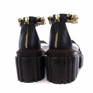 STELLA McCARTNEY エミリー ファラベラチェーン 厚底サンダル フェイクレザー 23.0cm 黒