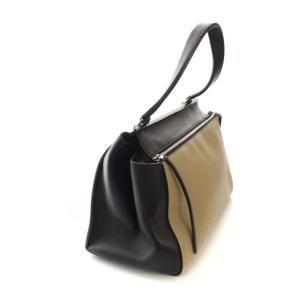 CELINE バイカラー エッジ ハンドバッグ ワンショルダー レザー 黒
