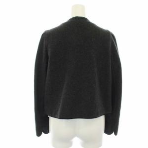 YVES SAINT LAURENT rive gauche ノーカラージャケット アウター くるみボタン ウール S  グレー