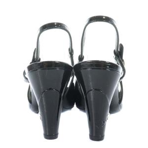 CHANEL ストラップパンプス パテントレザー ラウンドトゥ ココマーク カメリア ブラック