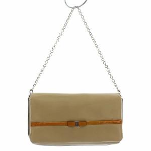 ヴァラ ワンショルダーバッグ クラッチバッグ 2WAY チェーン レザー ベージュ