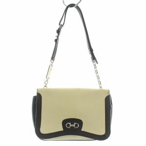 ガンチーニ ワンショルダーバッグ チェーン レザー アイボリー ブラック D