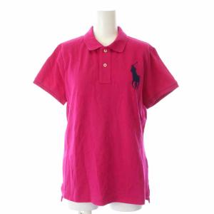 ポロシャツ カットソー 半袖 刺繍 L ピンク