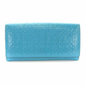 リピートアナグラム 長財布 フラップ レザー 水色 ブルー D