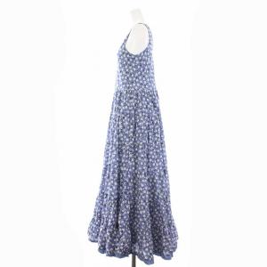 MARIHA 20SS 草原の虹のドレス ワンピース ロング ノースリーブ 花柄 コットン 36 S 青 水色 ブルー