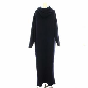 Spick&Span 20AW ダブルフェイス フーディワンピース ニット ロング F ネイビー