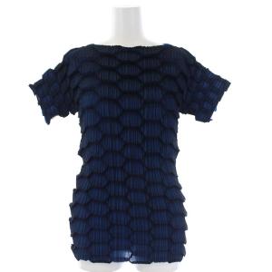 鱗プリーツカットソー 総柄 2 黒 紺