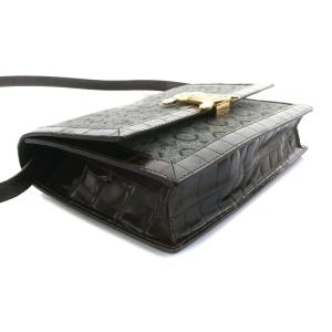 CELINE トリオンフ Cマカダム ショルダーバッグ 2WAY クロコ型押しレザー グレー