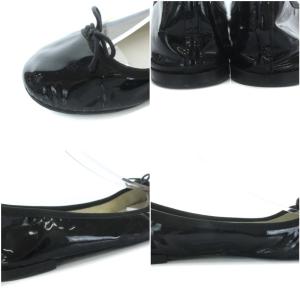 Repetto バレエシューズ フラットシューズ ラウンドトゥ リボンモチーフ エナメル 23.5cm ブラック