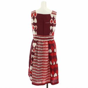 M'S GRACY 2020年製 りんご ワンピース ノースリーブ ひざ丈 総柄 L レッド ボルドー