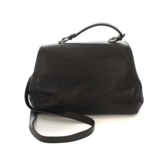 GIORGIO ARMANI ショルダーバッグ ハンドバッグ 2way フラップ レザー ブラック