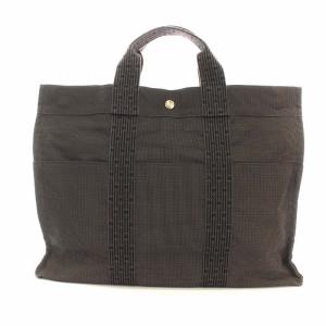 HERMES エールラインMM トートバッグ ハンドバッグ キャンバス グレー