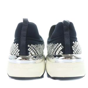 Salvatore Ferragamo ローカットシューズ エナメル 切替 ビジュー 9M ネイビー