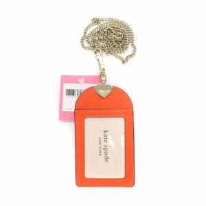kate spade new york SPENCER 定期入れ パスケース チェーンストラップ レザー オレンジ PWRU7919