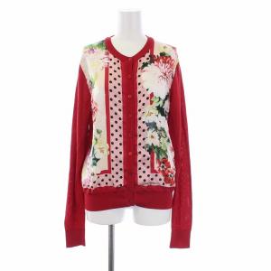 FX359T ニットカーディガン 花柄 シルク 42 赤