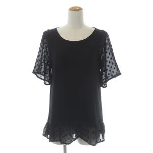 メゾンマルジェラ カットソー Tシャツ クルーネック プルオーバー 半袖 シアースリーブ 切替 ドット 38 S 黒 ブラック