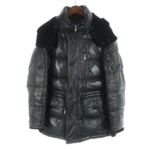 レザージャケット 革ジャン ダウンジャケット 羊革 XL 黒