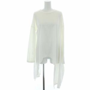 21SS カーブヘムチュニック CUT AND SEWN Tシャツ カットソー ロンT 長袖 変形 アシンメトリー 絹混 シルク混