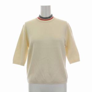 キャバン CABaN 19AW コットンカシミヤ ボトルネックハーフスリーブプルオーバー ニット 五分袖 S アイボリー