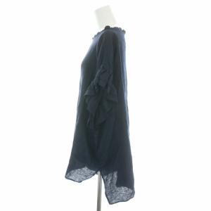 HOUSE OF LOTUS ブラウス フリル リネン M ネイビー