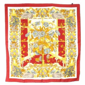 LOEWE スカーフ シルク 総柄 レッド