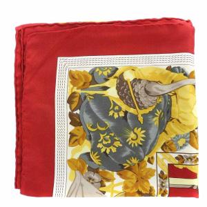 LOEWE スカーフ シルク 総柄 レッド
