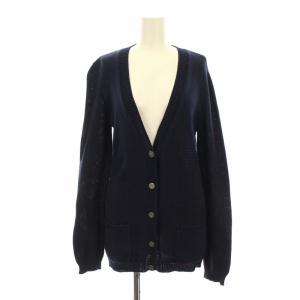 カーディガン コットン ニット ガンチーニボタン S ネイビー