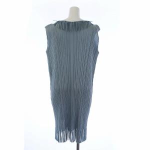 PLEATS PLEASE ISSEY MIYAKE 18AW ノースリーブ ワンピース フリンジ 2 水色