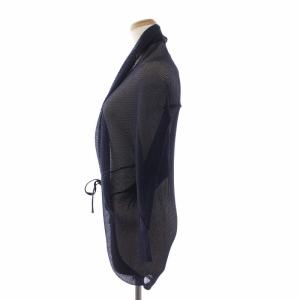 PLEATS PLEASE ISSEY MIYAKE イッセイミヤケ 七分袖 カーディガン 変形 ドルマンスリーブ メッシュ シアー ネイビー