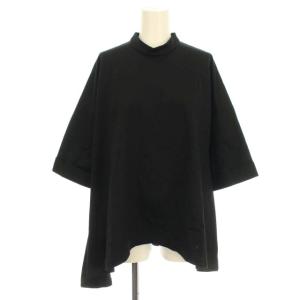 シルケット天竺 ハングNeck PULLOVER カットソー 七分袖 M ブラック