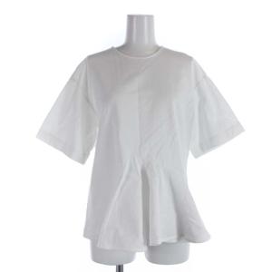 コットン天竺アシンメトリープルオーバー ブラウス カットソー 半袖 切替 1 S 白 ホワイト