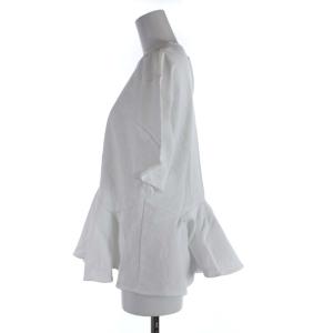 Drawer コットン天竺アシンメトリープルオーバー ブラウス カットソー 半袖 切替 1 S 白 ホワイト