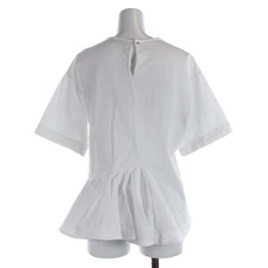 Drawer コットン天竺アシンメトリープルオーバー ブラウス カットソー 半袖 切替 1 S 白 ホワイト