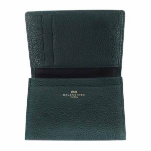 BALENCIAGA カードケース 名刺入れ 二つ折り レザー BBロゴ ライセンス ヴィンテージ 緑 グリーン