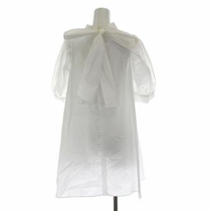 20SS バックリボンボリュームトップス ブラウス シャツ 半袖 38 ホワイト