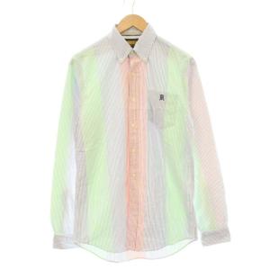 ボタンダウンシャツ BD カジュアル 長袖 ストライプ スリランカ製 S マルチカラー