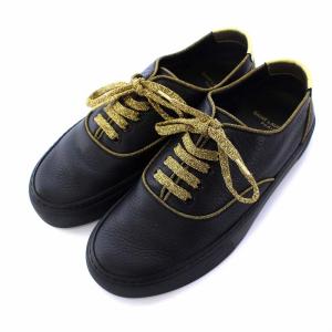 SAINT LAURENT PARIS VENICE ベニス スニーカー シューズ レザー 38.5 ブラック ゴールド 584766